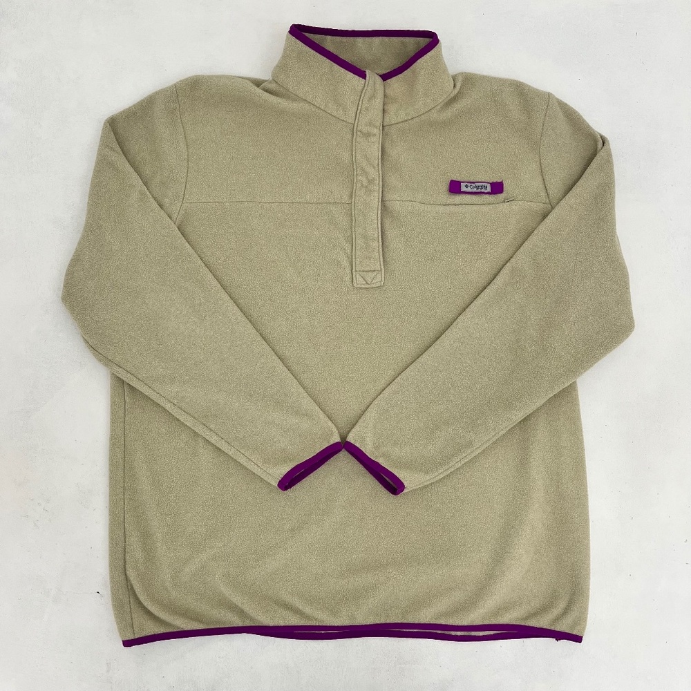 Columbia PFG Women’s Size 2X Better Sweater Beige Fleece Half Snap Button Comfy